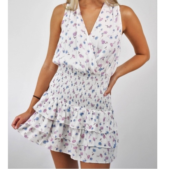 Skylar + Madison Floral Smocked Ruffle Mini Dress Size Small - Picture 1 of 7